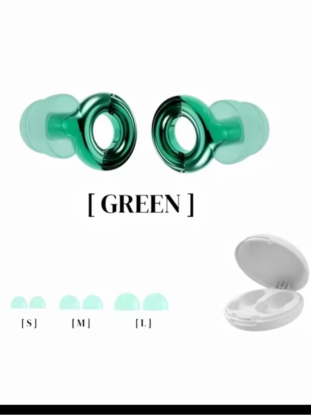 Silicone Green Earplugs with Carrying Case